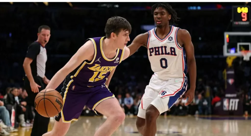 This image shown in Lakers vs 76ers Match players